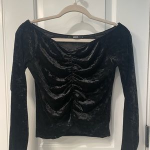 Black suede off the shoulder top